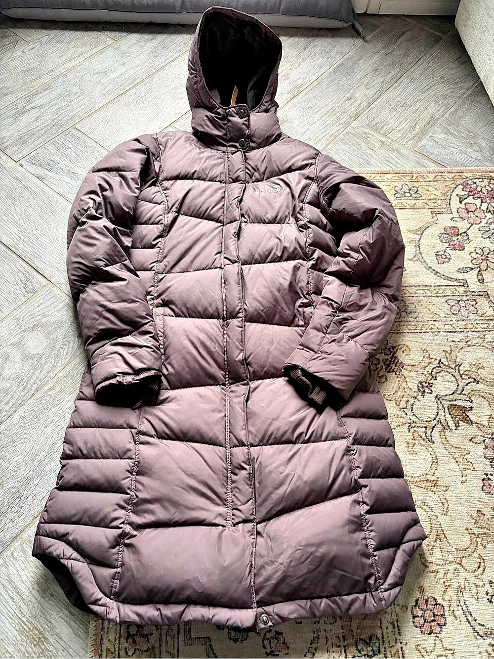 Columbia Long Hooded Jacket Purple Small Omni shield warm